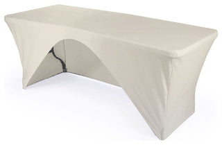 LA Linen Open Back Spandex Tablecloth, White, 96"x30"x30"