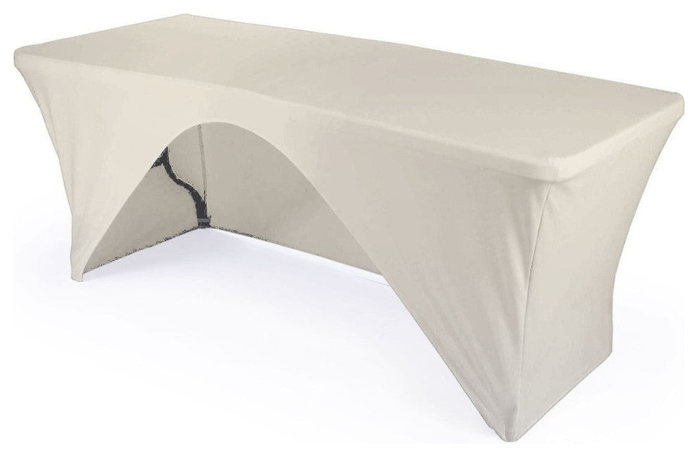 LA Linen Open Back Spandex Tablecloth, White, 96"x30"x30"