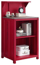 Benzara BM269551 Reception Desk With Container Style and 3 Tier Shelves, Red