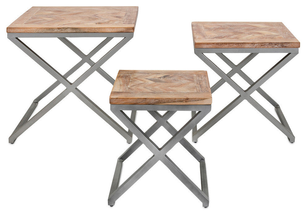 Yellen X-Leg Wood Tables, 3-Piece Set