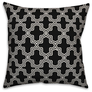 Black and White Morrocan Tile 16x16 Throw Pillow Cover
