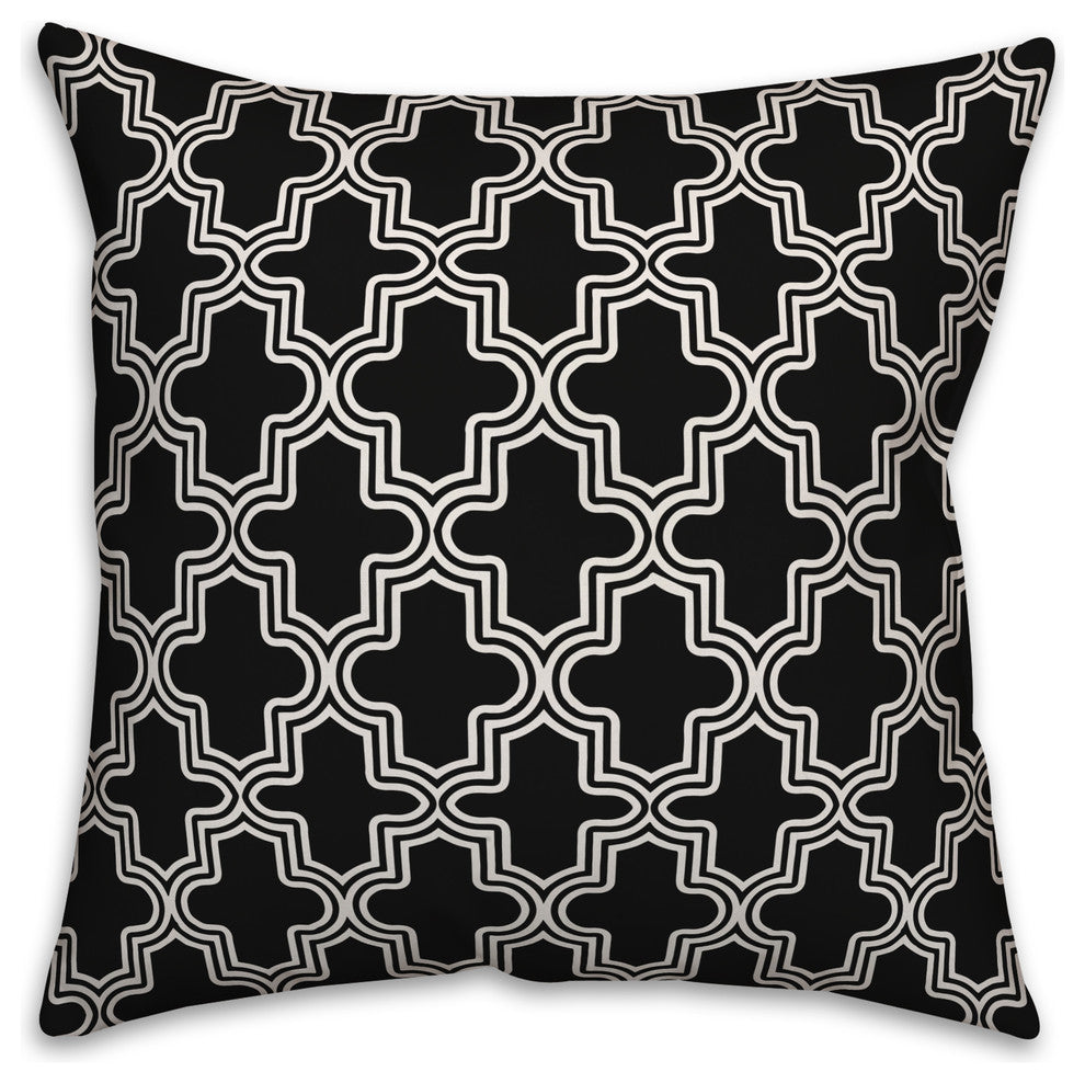 Black and White Morrocan Tile 16x16 Throw Pillow Cover