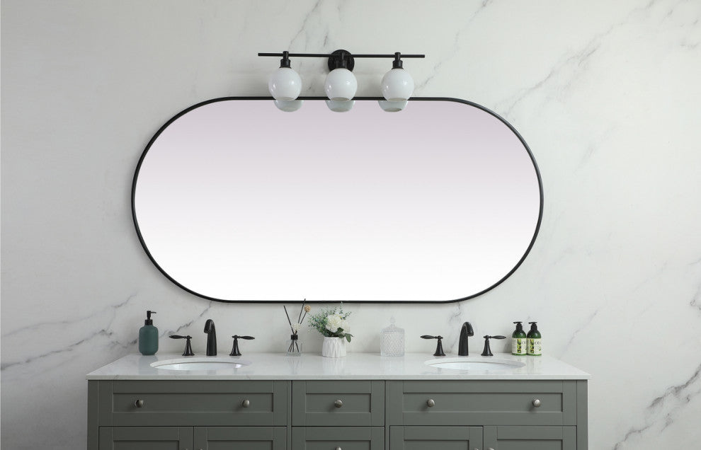 Home Living Metal Frame Oval Mirror 36x72 Inch, Black
