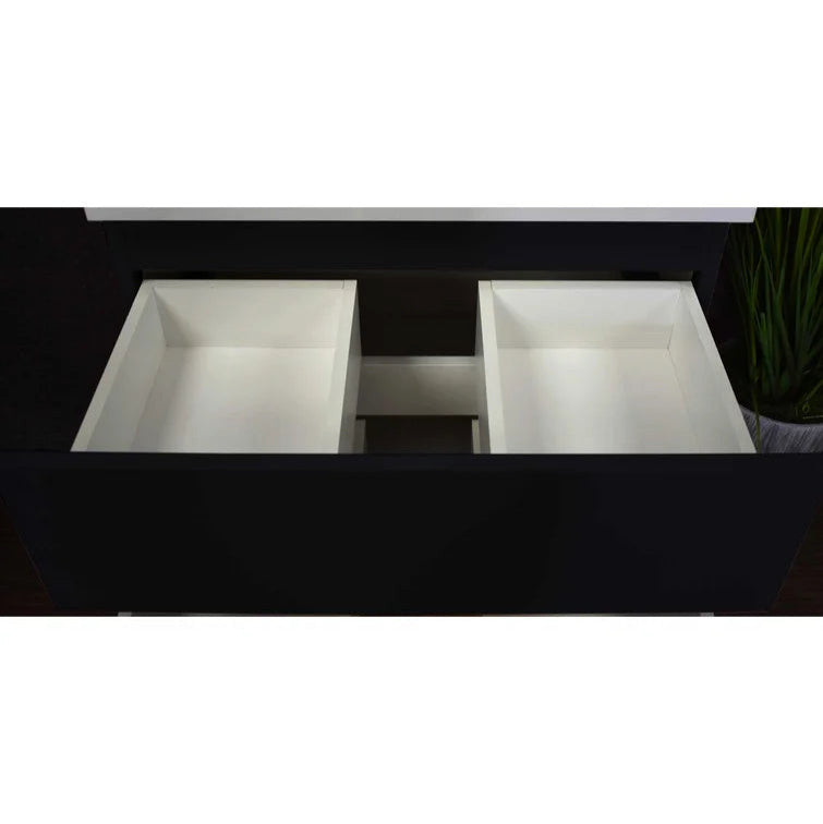 Salt 20Dx24" Floating Bathroom Vanity, Glossy Black With Acrylic Top