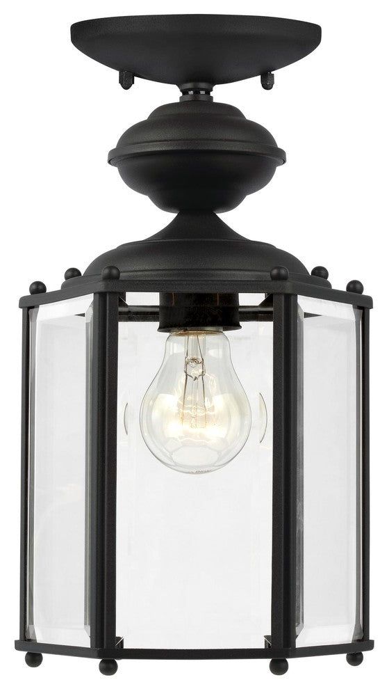 Generation Lighting 1-Light Outdoor Semi-Flush Convertible Pendant, Black