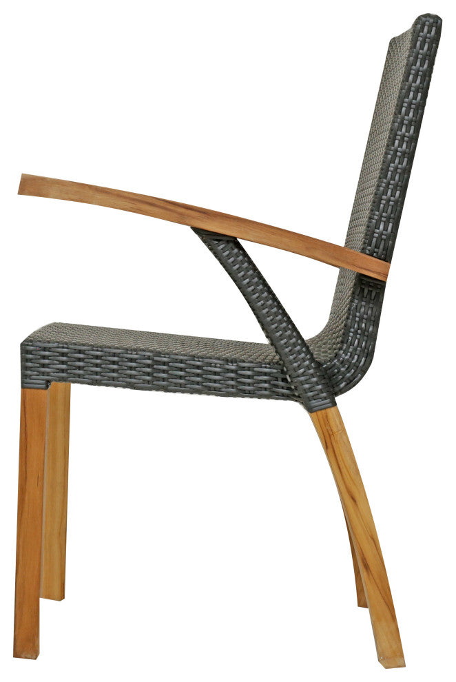 Teak Wood Bali Outdoor Patio Dining Chair with All Weather Webbing