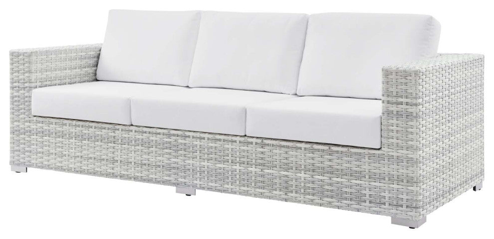 Lounge Sectional Sofa Chair Set, Rattan, Wicker, Gray White, Outdoor