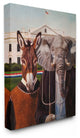Political Satire American Gothic Farm Animal Painting Canvas, 30"x40"