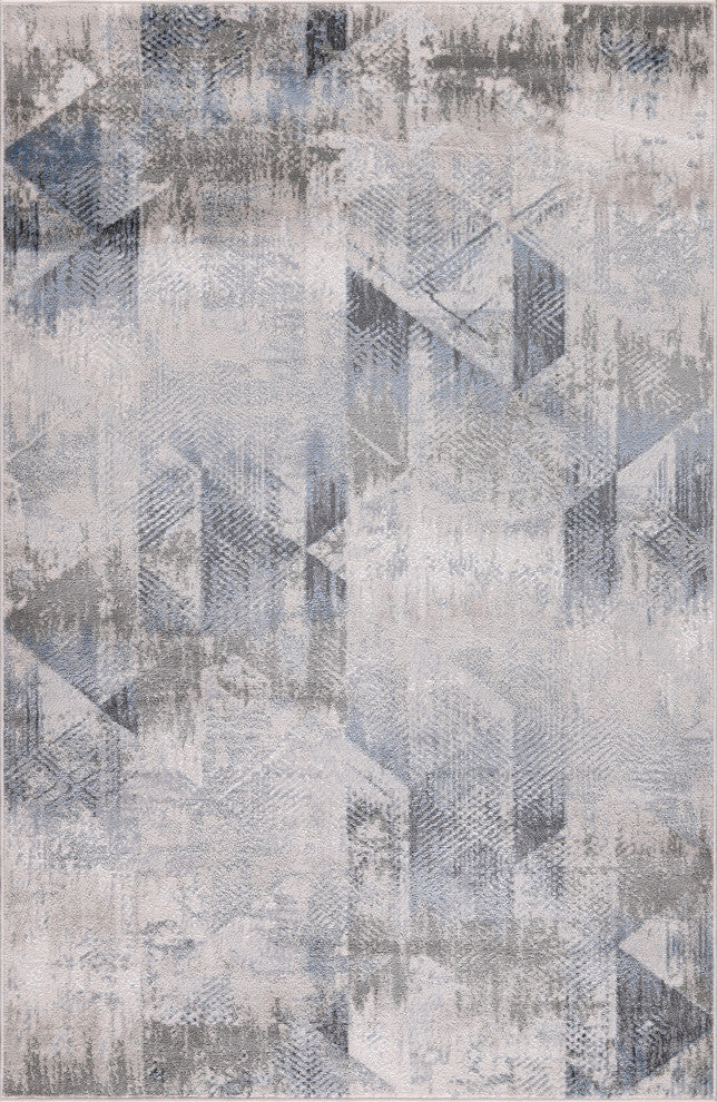 High-Low Wyatt Gray/Blue Rug, Gray, 6'5"x9'5"