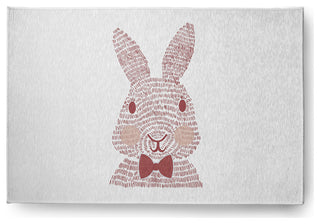 Monochrome Bunny Easter Chenille Rug, Ligonberry Red, 2'x3'