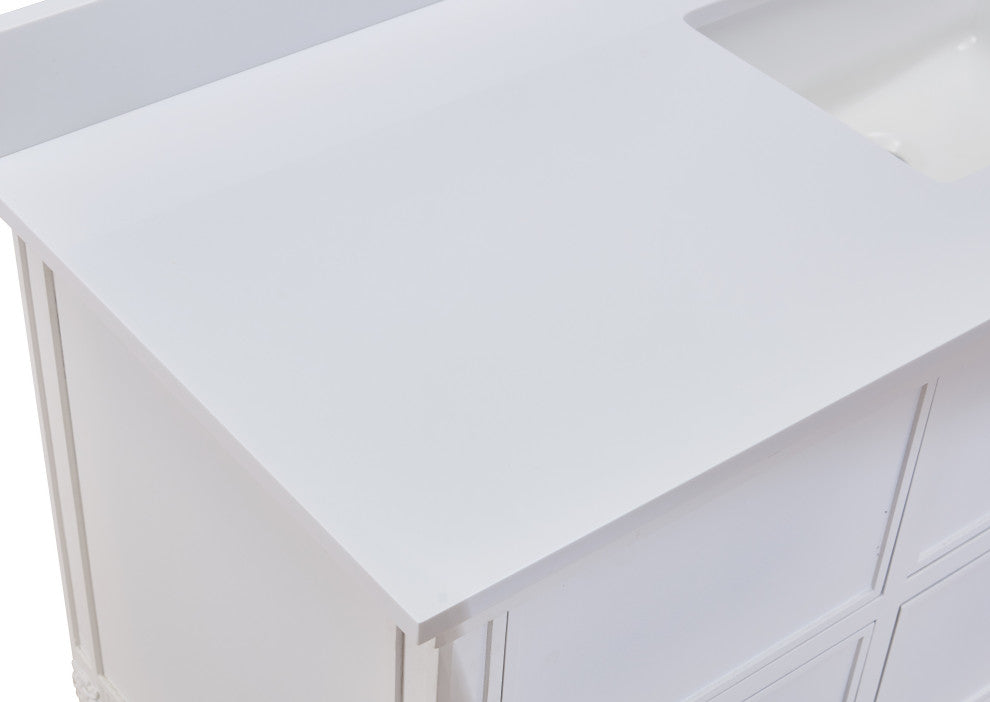 Viterbo 61" Bathroom Vanity Countertop, Milano White With White Sink