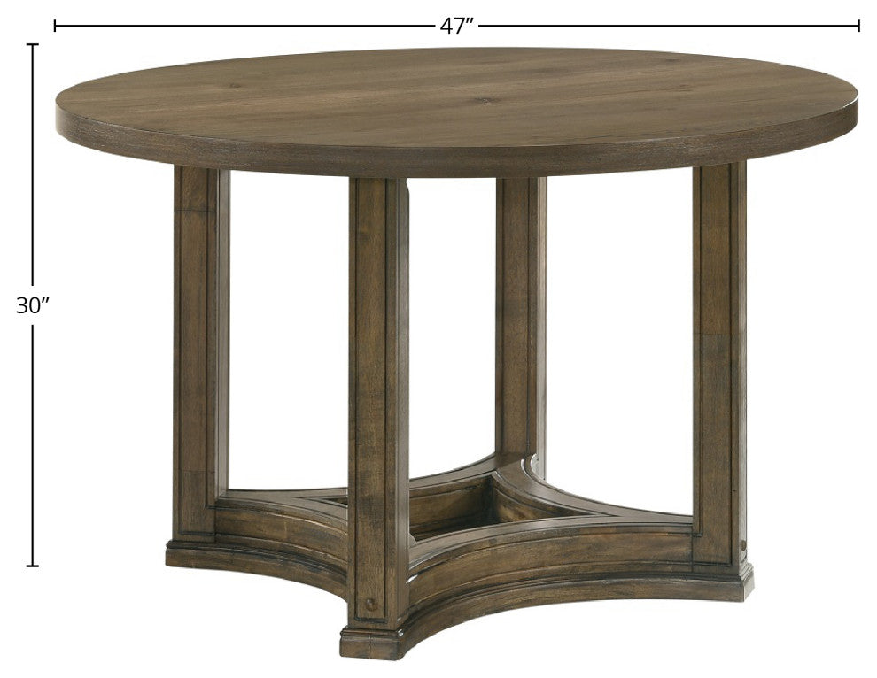 Parfield 47"W Wooden Round Dining Table, Walnut