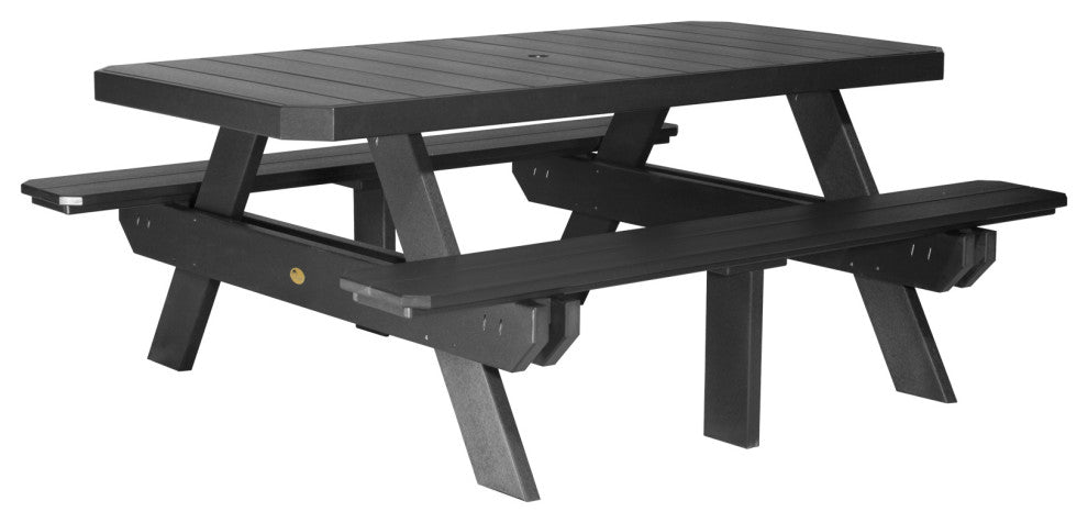 Poly 6' Rectangle Picnic Table, Black