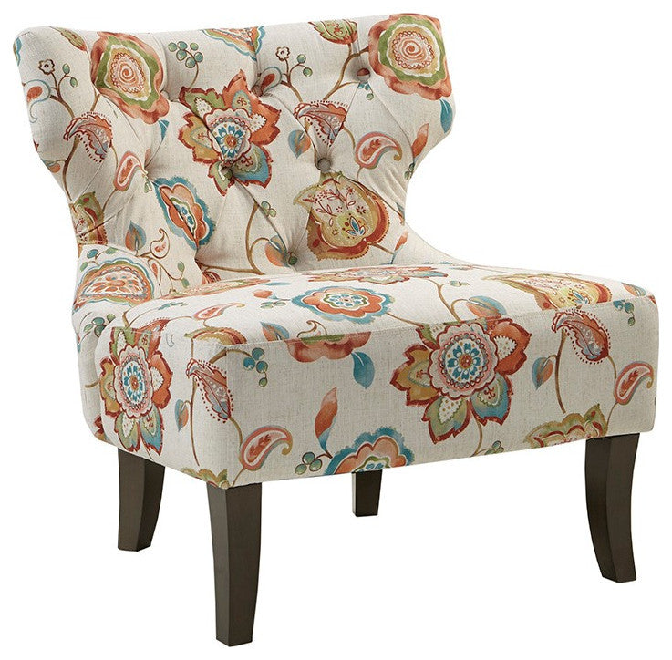 Madison Park Erika Hourglass Tufted Armless Chair, Multi, Floral