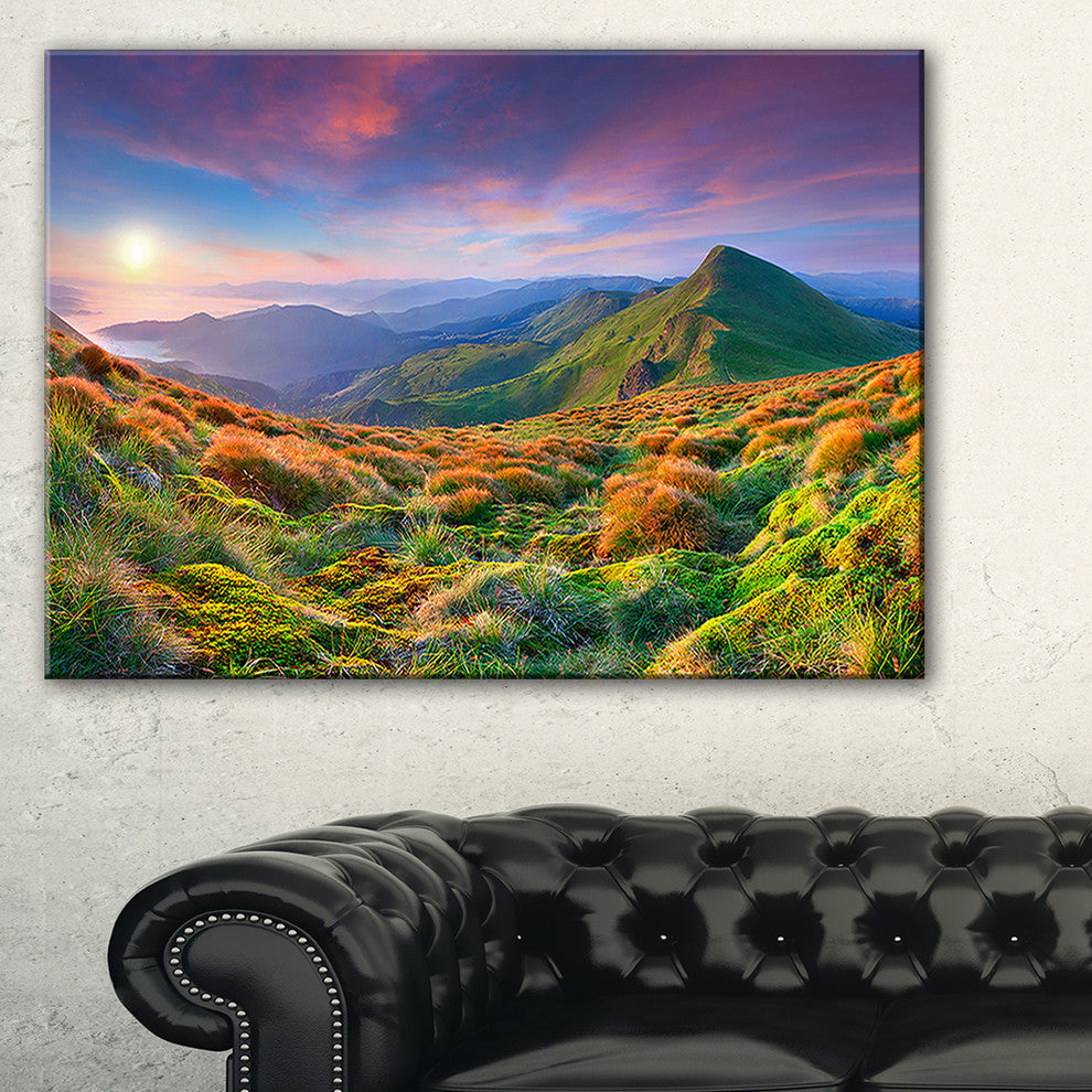 "Purple Sky and Green Mountains" Landscape Photo Wall Art, 40"x20"