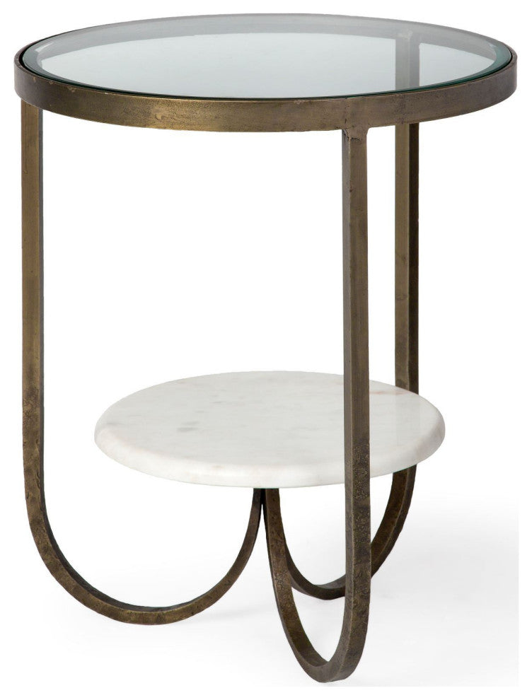 24" White Glass Round End Table