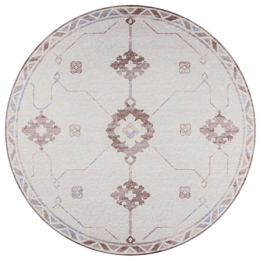 Indoor/Outdoor Sedona SN16 Parchment Machine Washable 10' x 10' Round Rug