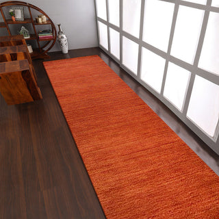 Hand Knotted Loom Wool Area Rug Solid Light Red, [Runner] 2'8''x8'