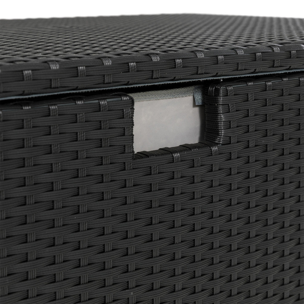 Outdoor Wicker Storage Box, Black