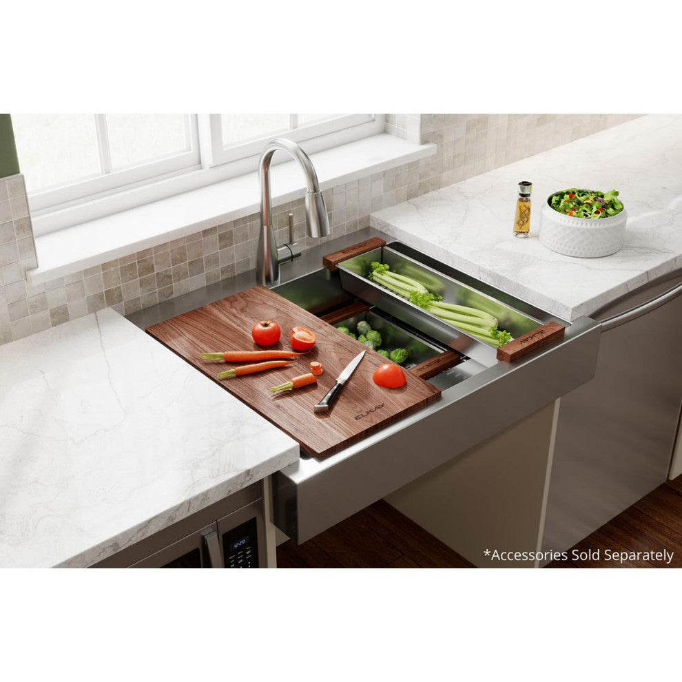 ELDSSF33279DBG Elkay Dart Canyon Stainless Steel Farmhouse ADA Workstation Sink