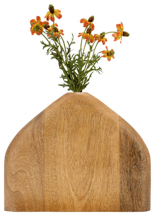 Wood, 9"h Tapered Vase, Brown
