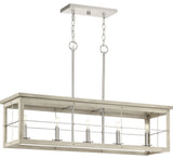 Hedgerow 5-Light Grey Washed Oak Farmhouse Linear Island Chandelier Light