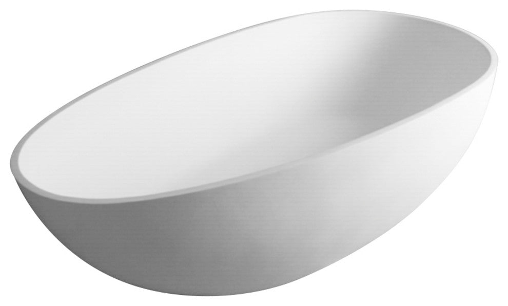 59 in. W Solid Surface Freestanding Flatbottom Soaking Bathtub in Matte White