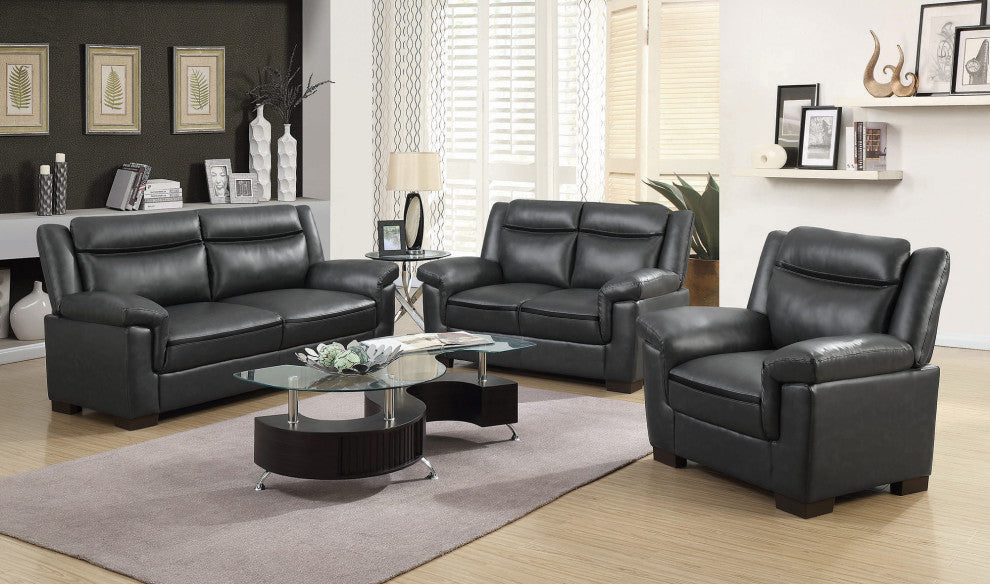 Leatherette Upholstered Sofa, Gray