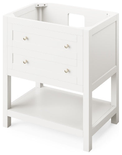 Astoria Transitional 30" White Vanity, Steel Grey Cultured Marble Vanity Top