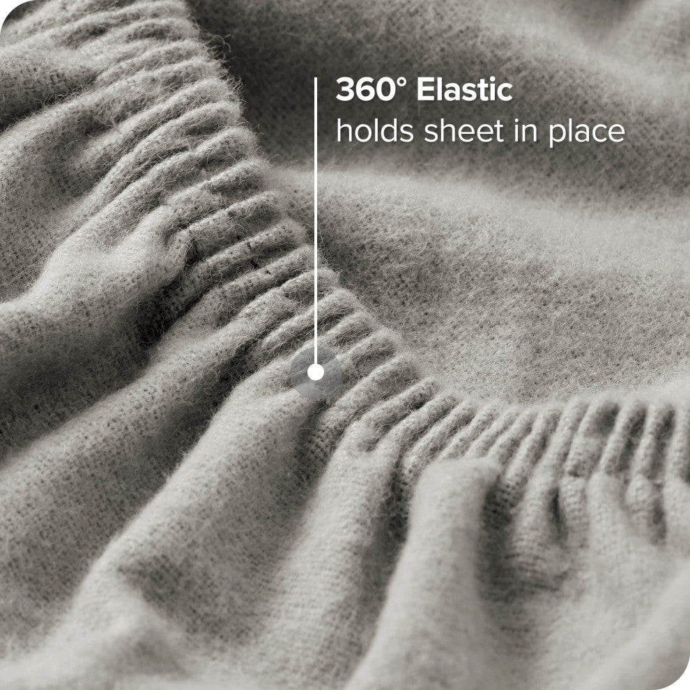 Bare Home Cotton Flannel Sheet Set, Light Gray, Twin Xl