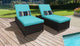 Barbados Wheeled Chaise Set of 2 Outdoor Wicker Patio Furniture in Aruba