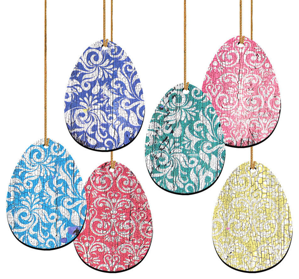 Easter Eggs, Set Of 6 Ornaments