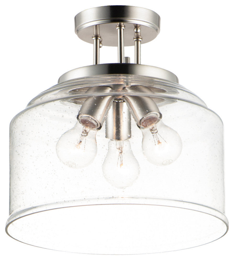 Maxim 12271CD Acadia 3 Light 13"W Semi-Flush Drum Ceiling Fixture - Satin