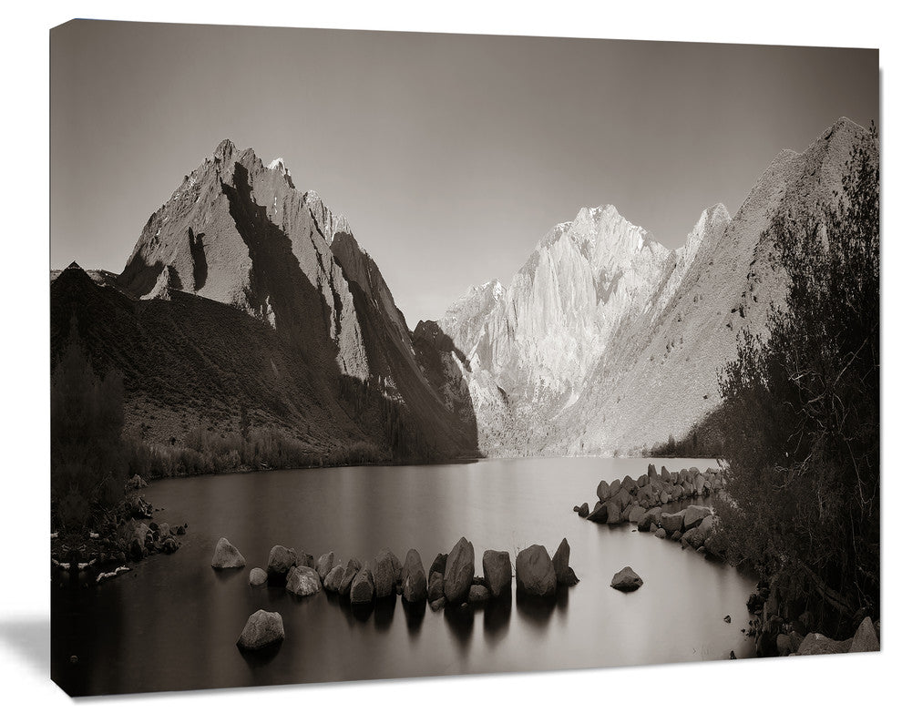 Snow Mountain Lake Panorama, Large Landscape Canvas Art, 40"x30"
