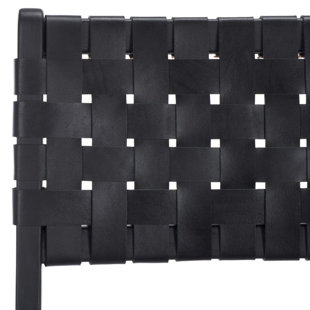 Safavieh Adah Leather Bar Stool, Black