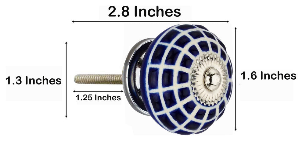 Ceramic Knob, 1-4/7'', Decorative Knob, Blue Drawer Cabinet Knob, 10-Pcs