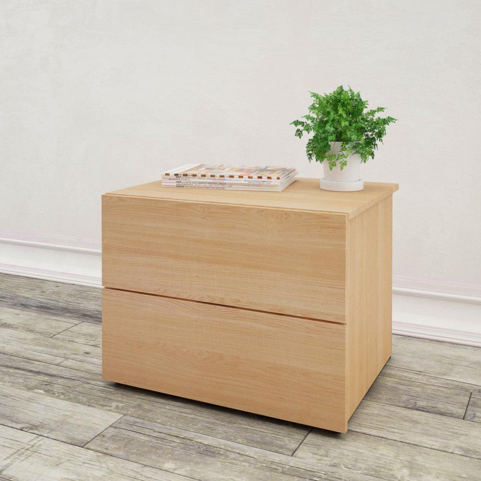 Nexera 341105 Nightstand, 2-Drawer, Natural Maple