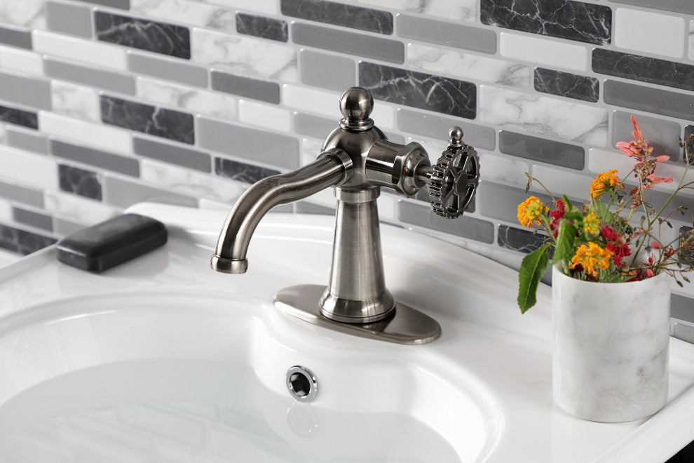 Kingston Brass KSD354CGVN Single-Handle Bathroom Faucet, Push Pop-Up