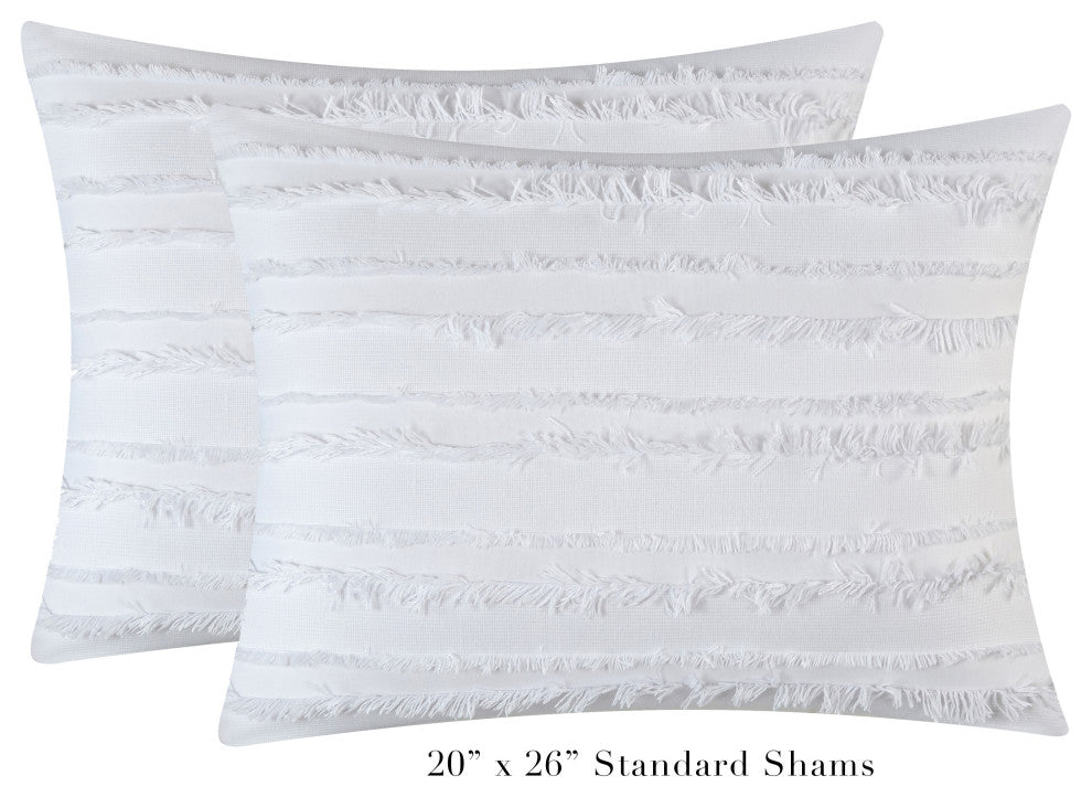 Merle Merbabe 7-Piece Bedroom Bedding Comforter Set, White, Queen