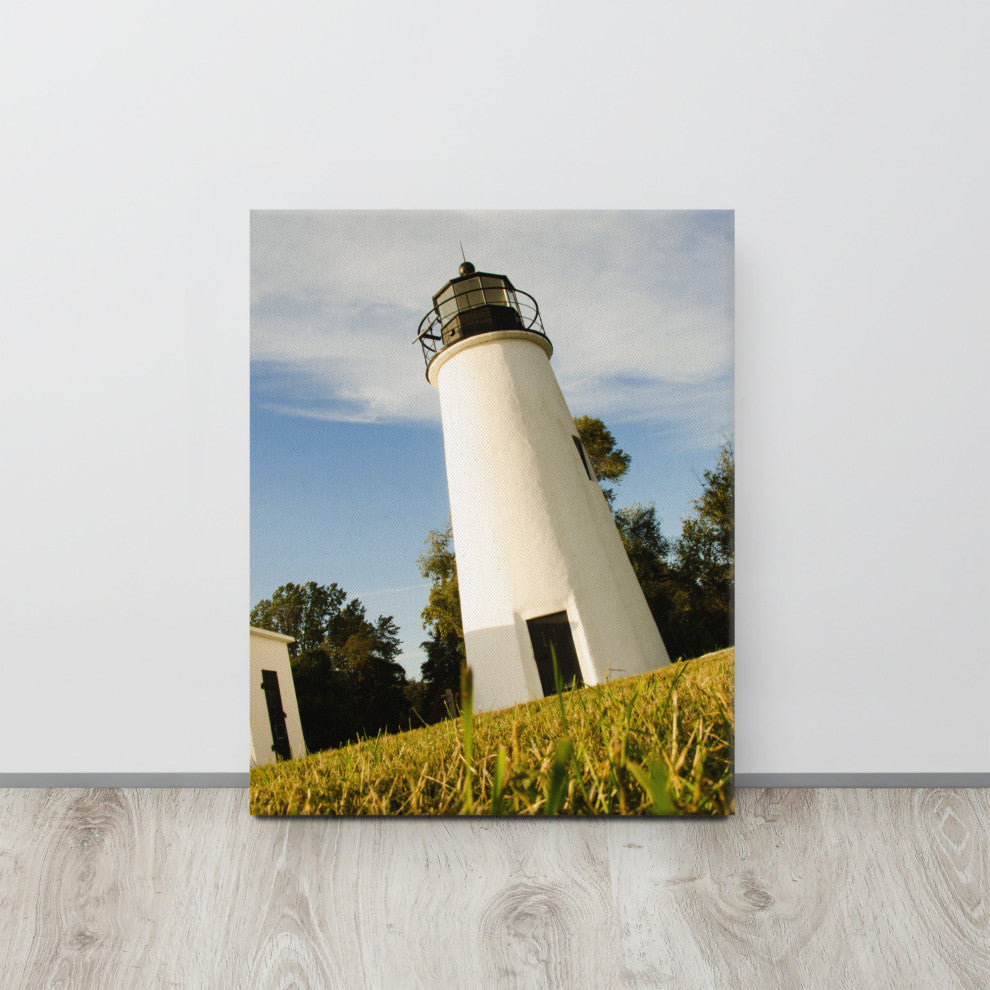 Turkey Point Lighthouse Coastal Landscape Photography Canvas Wall Art, 16" X 20"