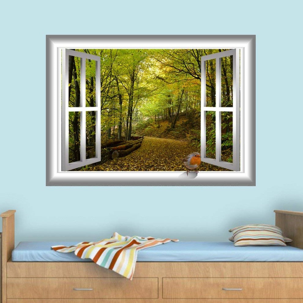 VWAQ, 3D Bird Wall Sticker, Nature Window Decal Peel And Stick, 24"x30"