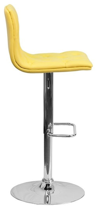 Estella Abby Mid-Back Tufted Yellow Vinyl Adjustable Barstool, Swivel