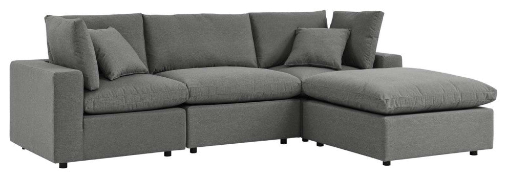 Commix 4-Piece Outdoor Patio Sectional Sofa Charcoal