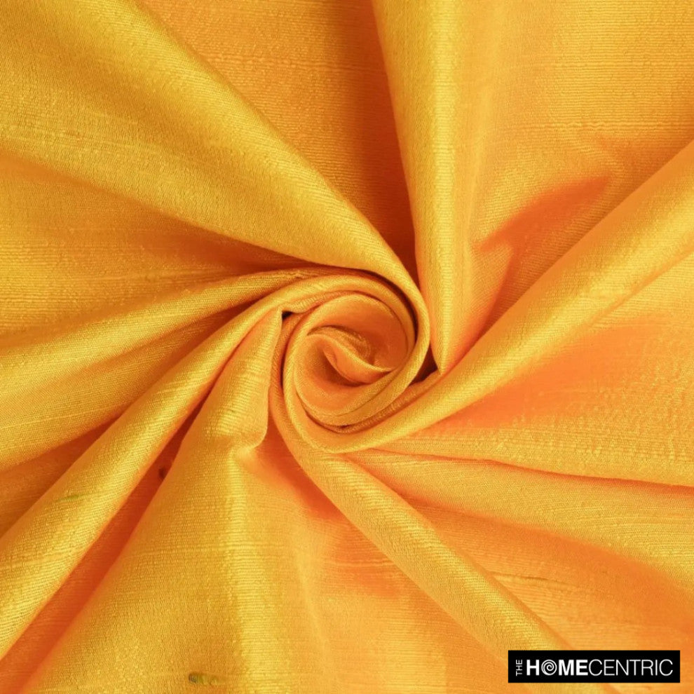 Bright Saffron Yellow Silk Dupioni Fabric By The Yard, 4 Yards For Curtain Dress