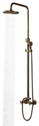Classic Exposed Antique Brass Two Handle Round Rainshower Shower Fixture