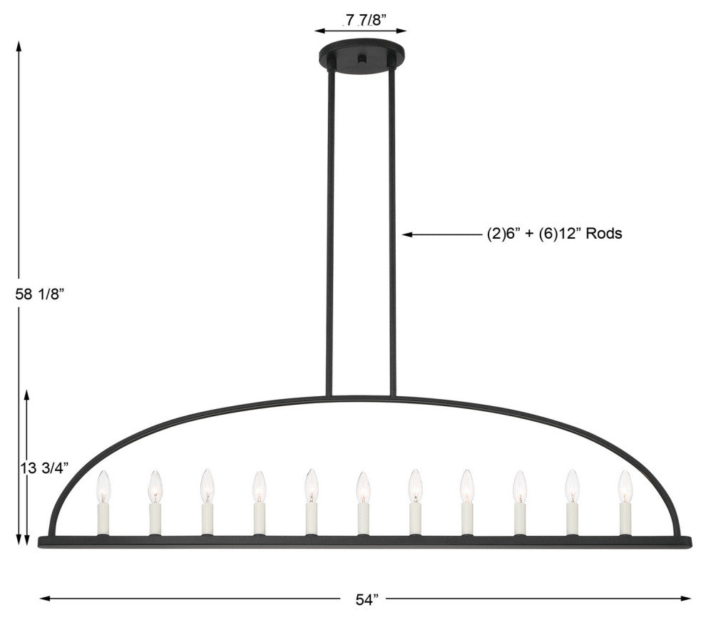 Abbott 11-Light Chandelier, Black