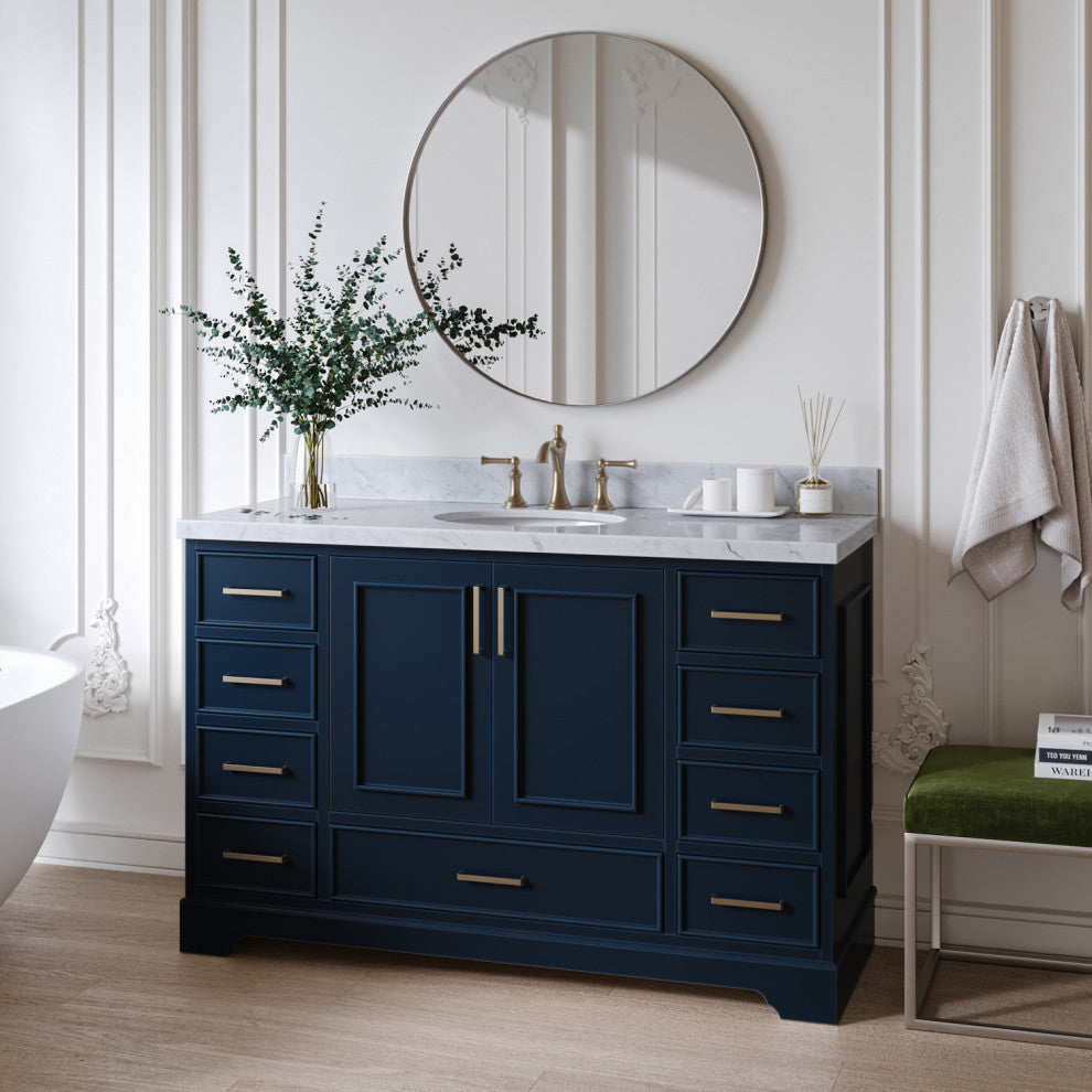 Ariel Stafford 54" Single Sink Bathroom Vanity Base, Midnight Blue