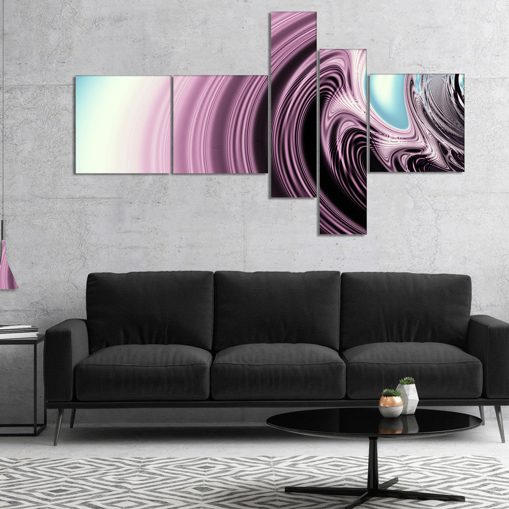 Unique Purple Fractal Art Pattern, Abstract Canvas Art Print, 60"x32", 5 panels