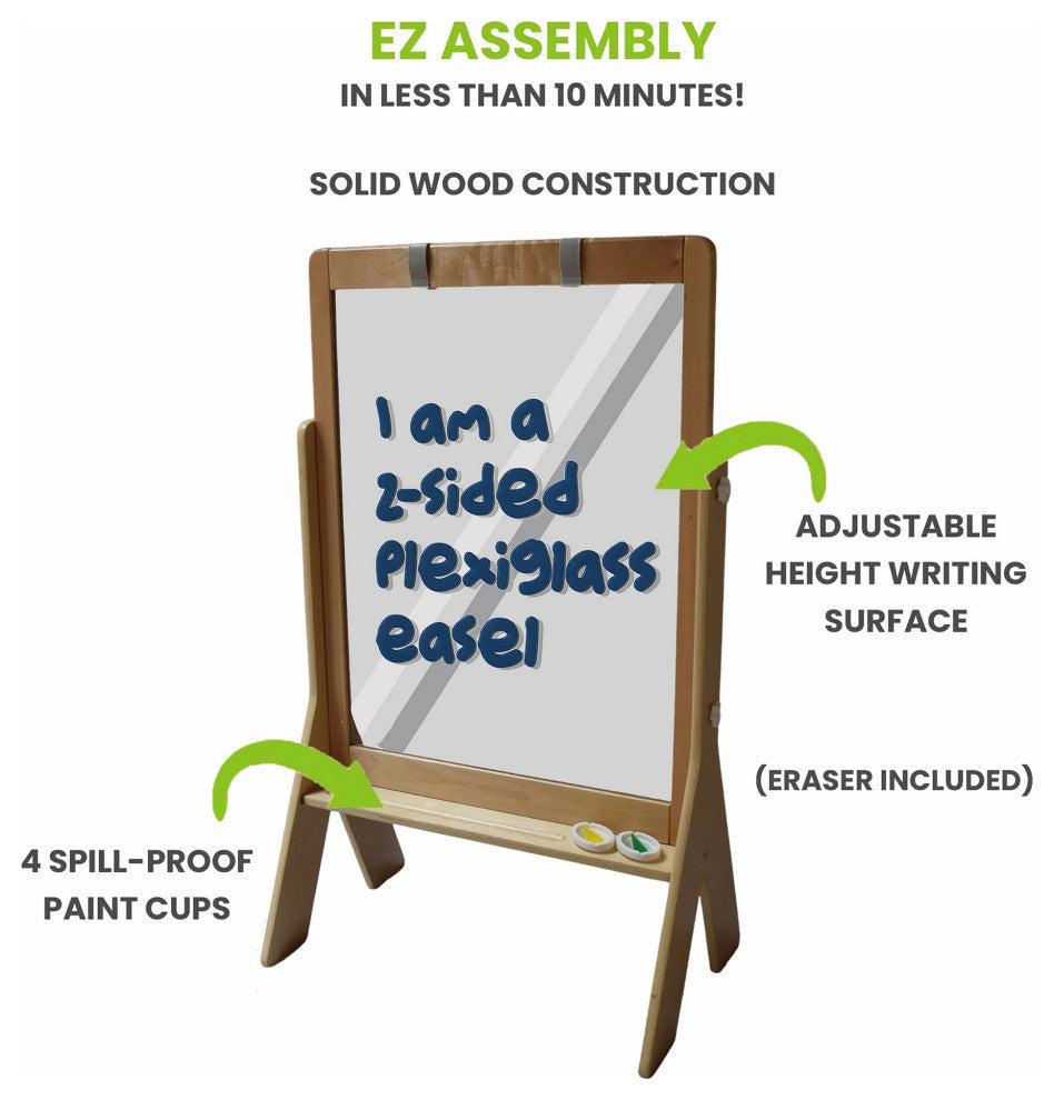 Little Partners Peek-A-Boo Adjustable Height Art Easel, Natural