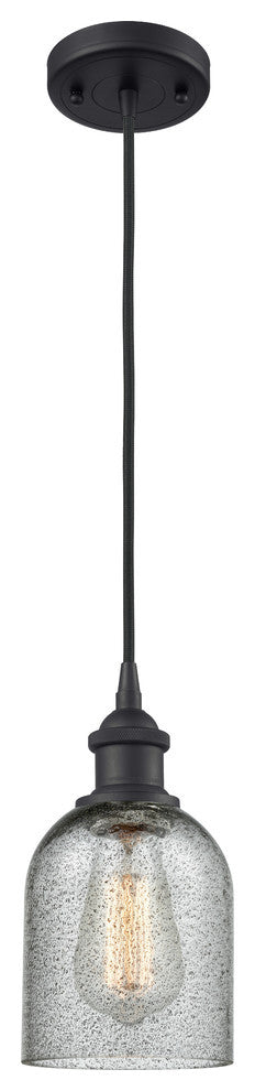1-Light Caledonia 5" Mini Pendant, Matte Black, Shade: Charcoal